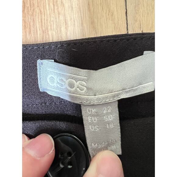 Asos Women's Black Trouser Pants Women's 18 Tapered Ankle Work Career Business - Picture 3 of 9